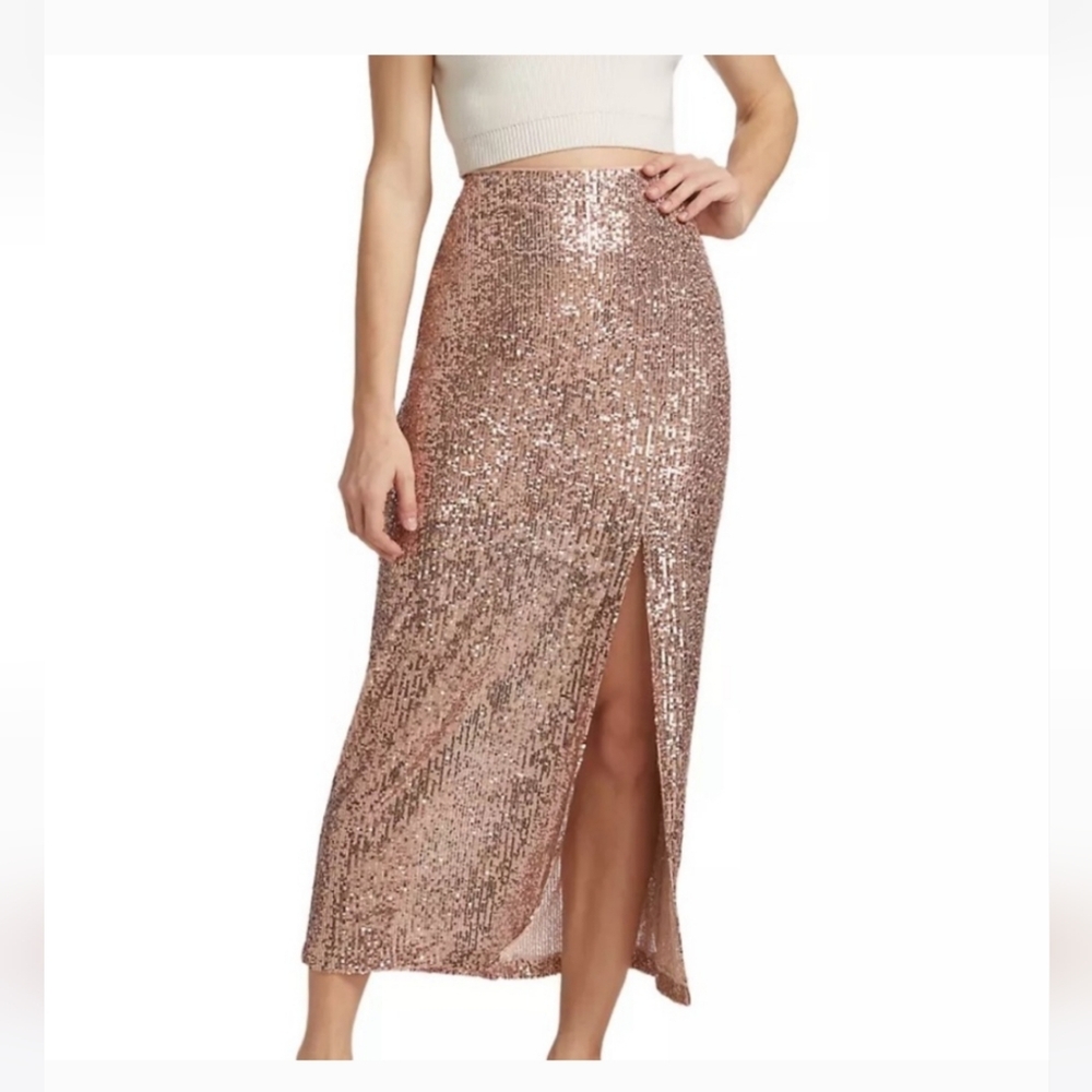 Sequin Midi Skirt - pink champagne